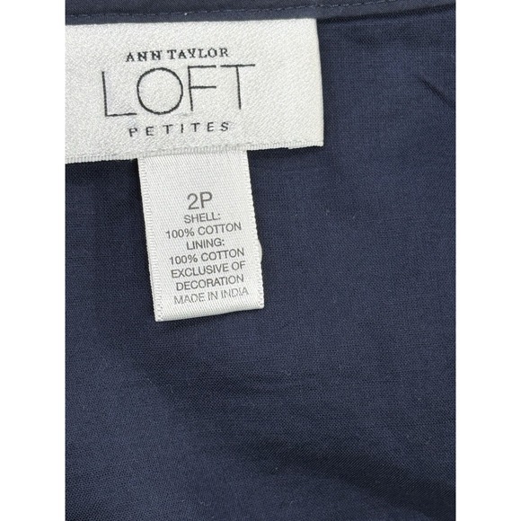 Ann Taylor LOFT‎ Petites 2P Navy Embroidered Boho Peasant Skirt Mirror Beaded - Picture 9 of 10